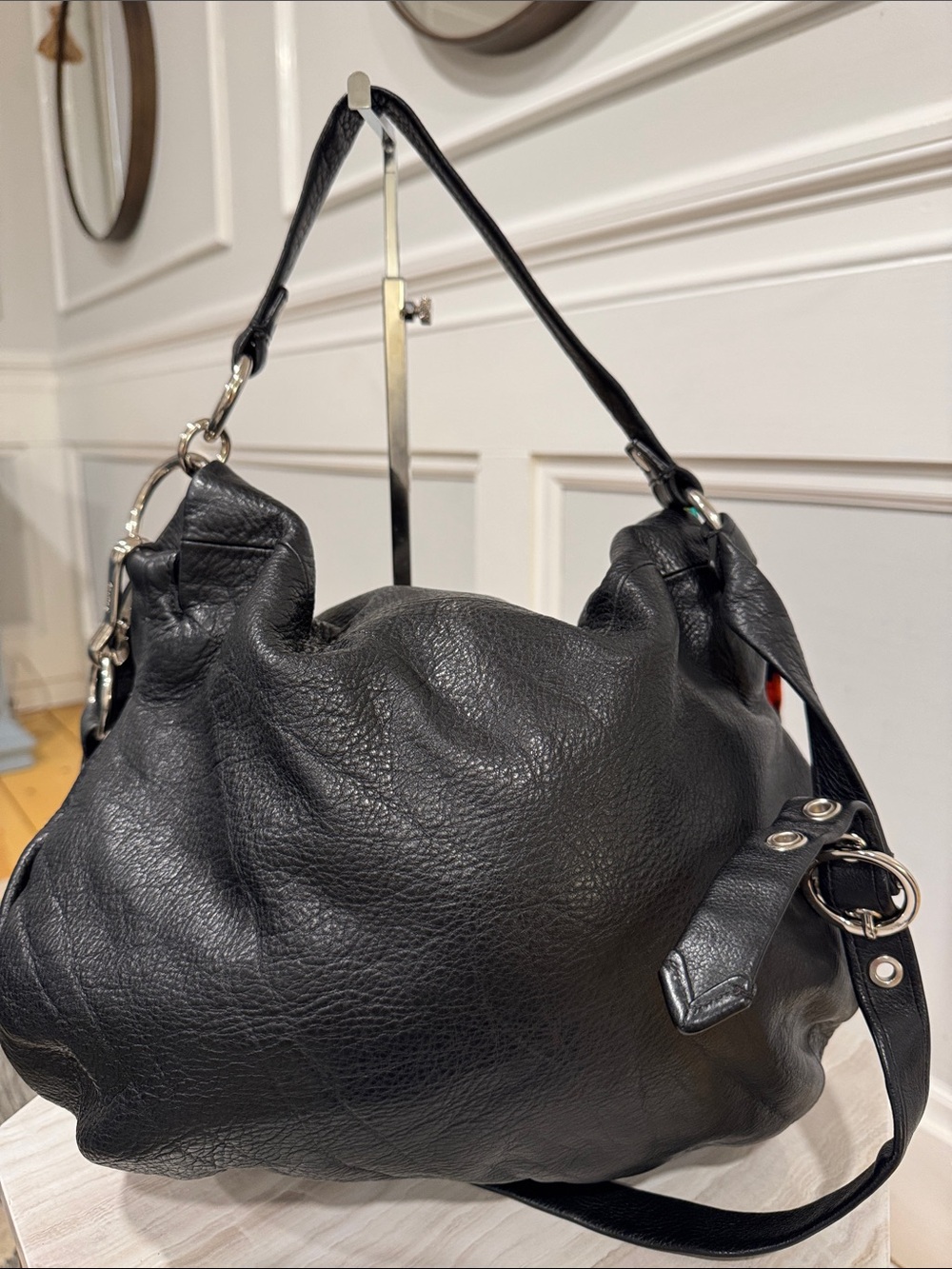 Coach Bag Ali Large Vintage Black Leather Hobo Bag - Picture 7 of 17